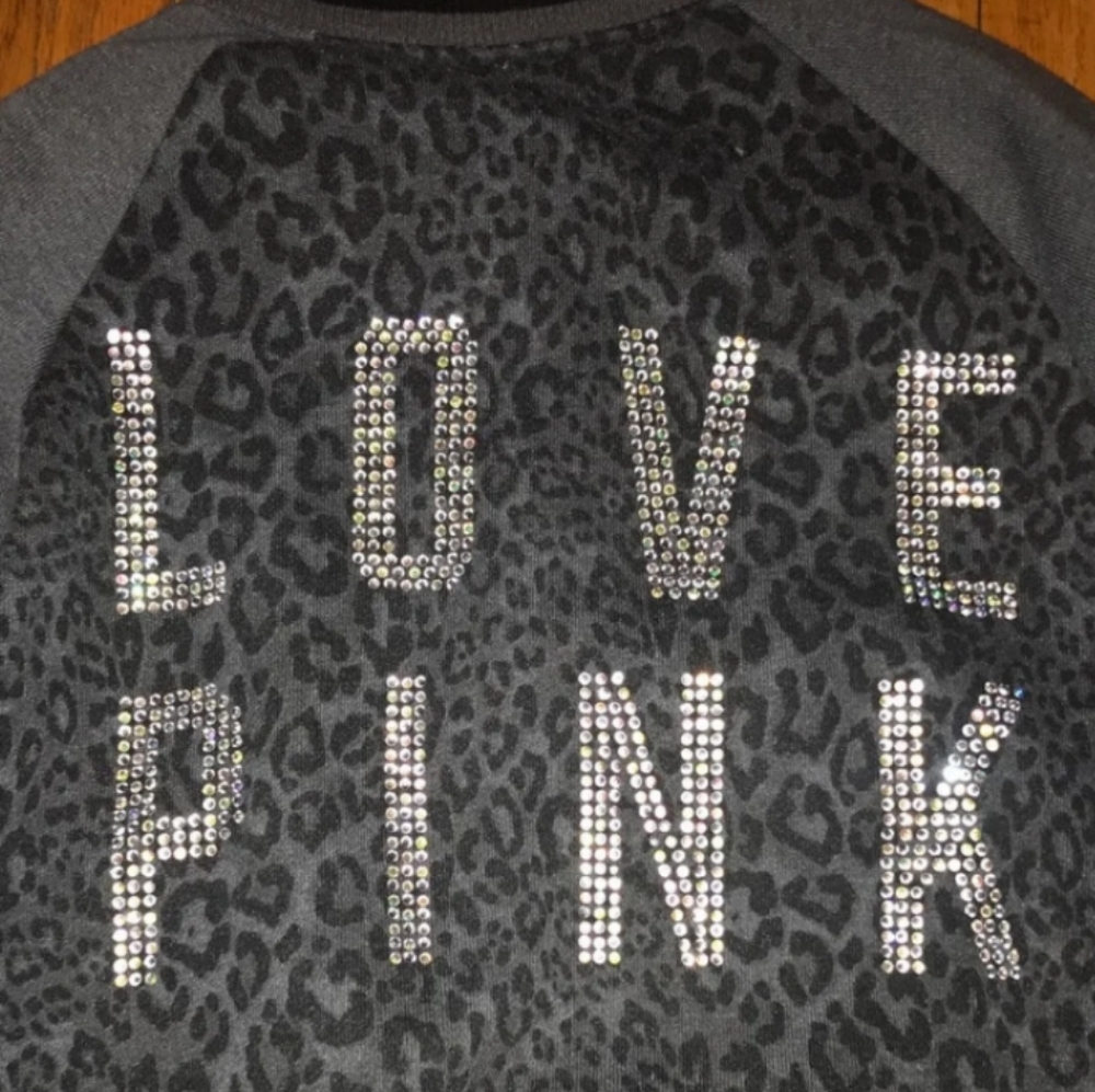 PINK Bling Leopard Varsity Jacket